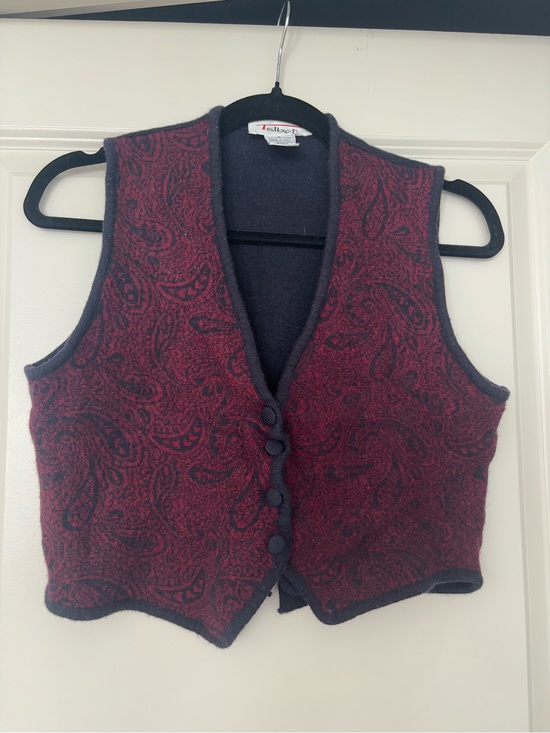 Talbots Jackets & Blazers - Talbots Burgundy and Black Paisley Wool Vest
